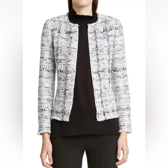 Lafayette 148 New York Jackets & Blazers - Lafayette 148 Noelle Tweed Boucle Jacket Black White Sz 6